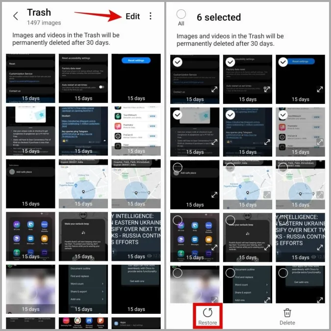 Återställ foton och videor från papperskorgen på Samsung Phone