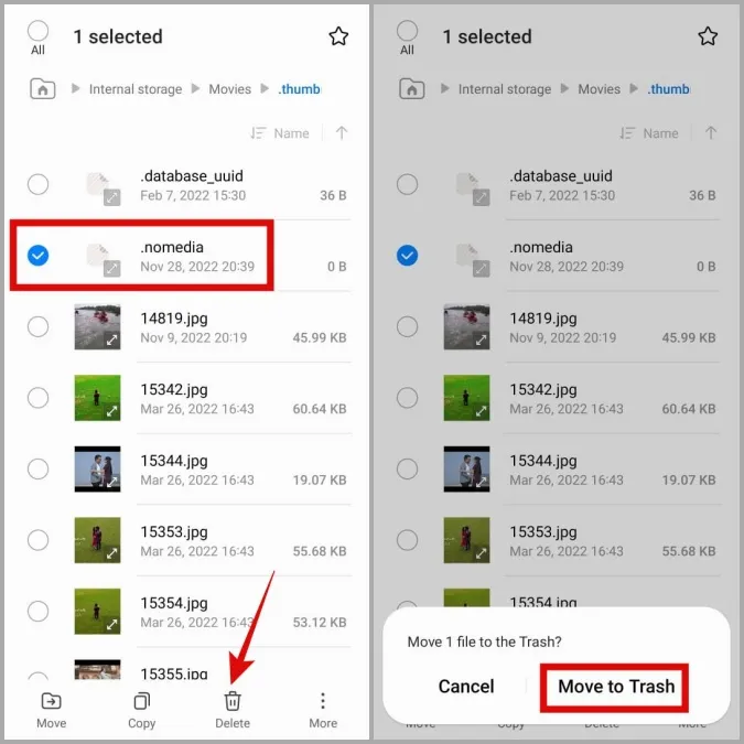 Eliminar archivos en la aplicación Mis Archivos en el teléfono Samsung