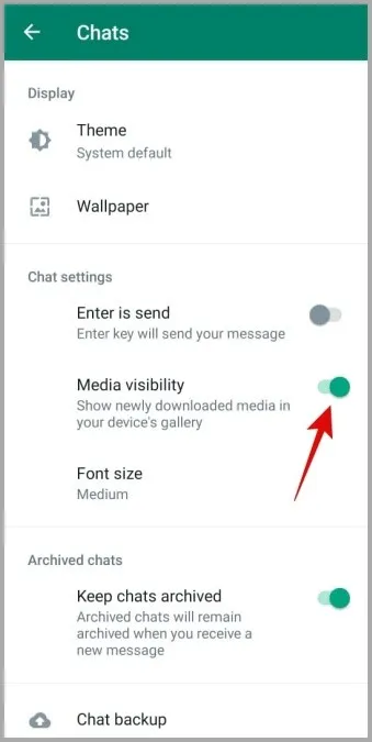 Activar la visibilidad multimedia en WhatsApp en el teléfono Samsung