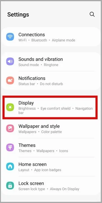 Skærmindstillinger på Samsung Phone