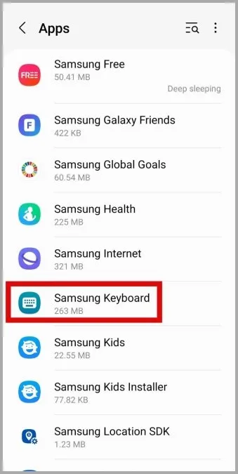 Samsung billentyűzet a Galaxy Phone-on