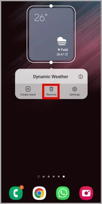 Odstranění widgetu počasí v telefonu Samsung