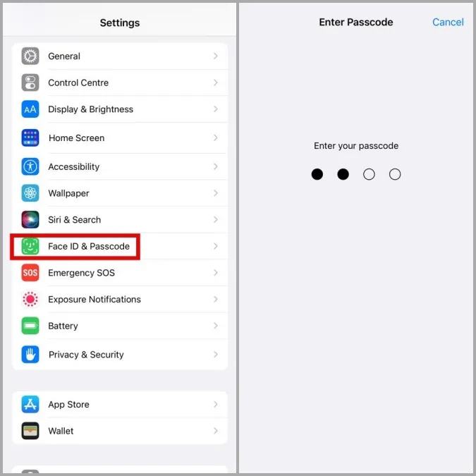 Face ID och lösenord på iPhone