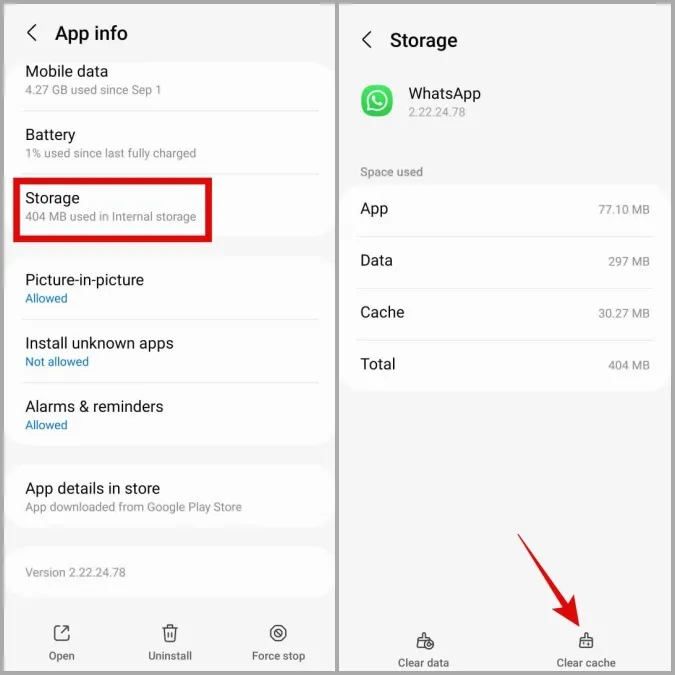 Vymazanie vyrovnávacej pamäte aplikácie WhatsApp v systéme Android