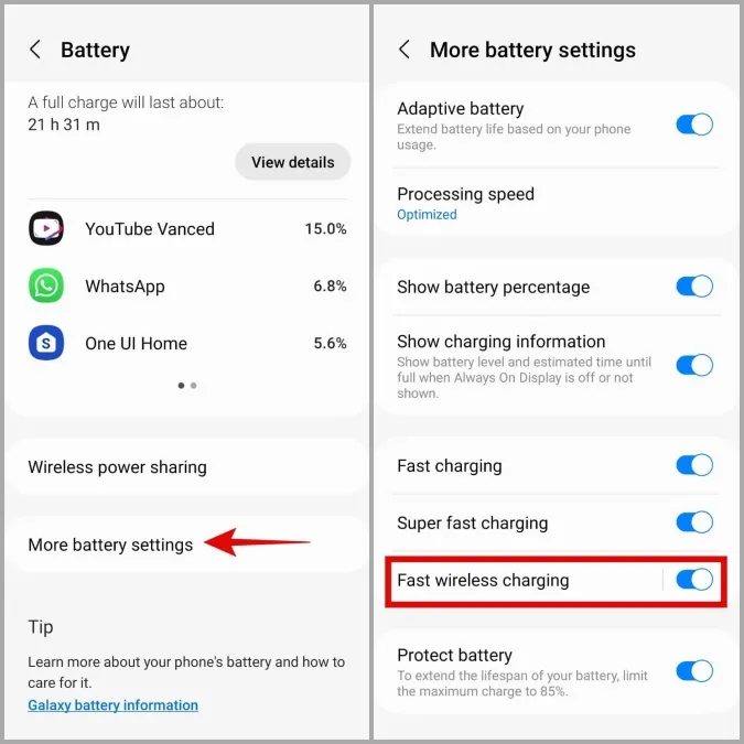 Activer la recharge rapide sans fil sur un téléphone Samsung