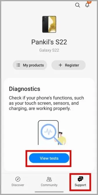 Tab in der Samsung Mitglieder App unterstützen