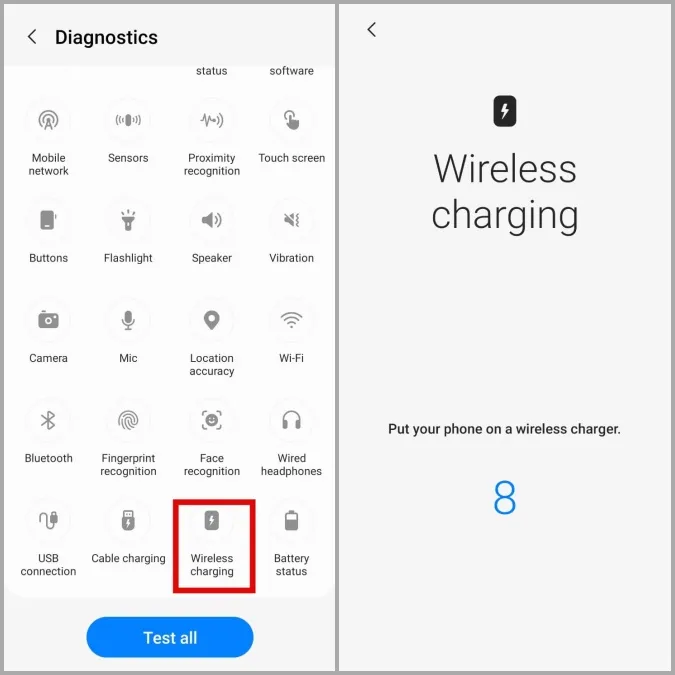 Diagnosticare la ricarica wireless nel telefono Samsung