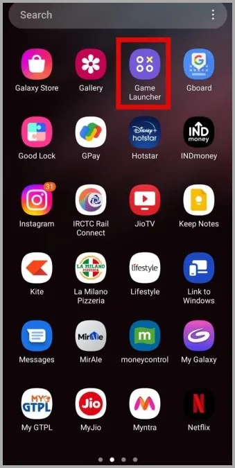 Åbn Game Launcher på Samsung Phone