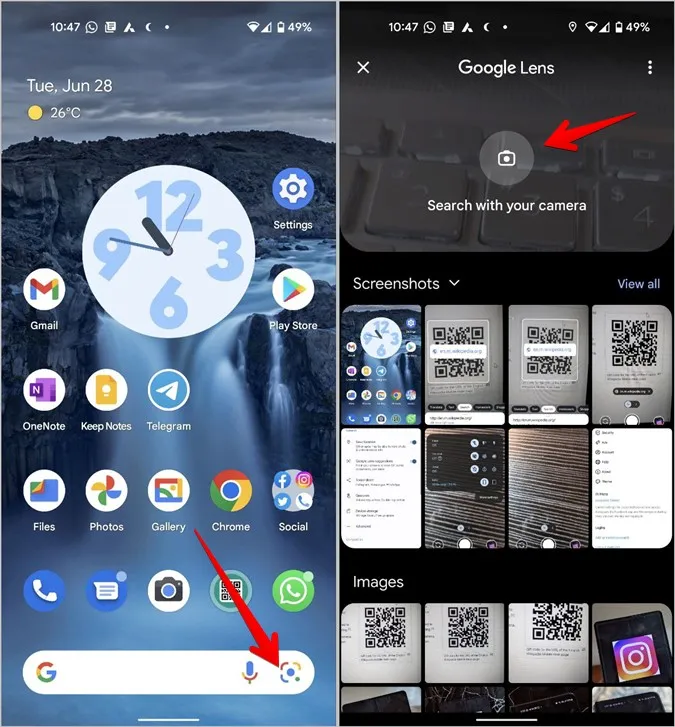 Google Pixel sök-widget lins
