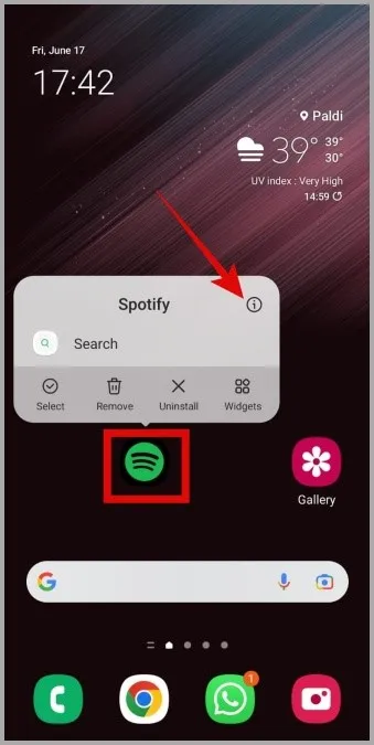 Ouvrir les infos de l'application Spotify sur un téléphone Android