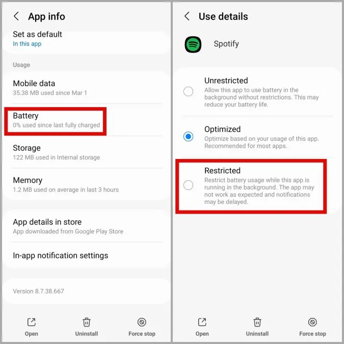 Obmedzenie používania batérie aplikácií v telefóne so systémom Android