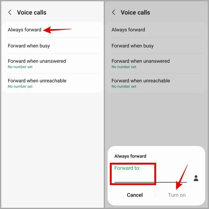 Разрешаване на пренасочване на повиквания в Android