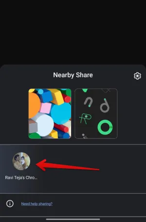 Передача фотографий с Android на Chromebook с помощью функции Nearby Share