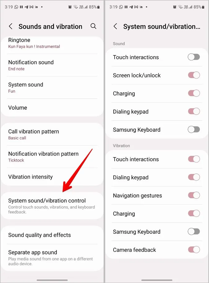 Samsung Galaxy Phone Ztlumení systémových zvuků