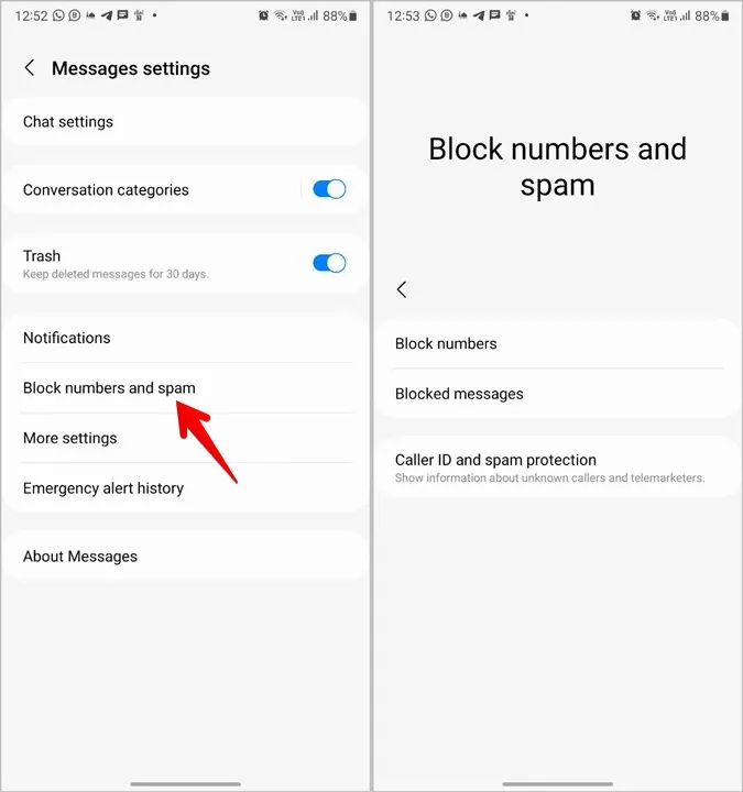 Desbloquear mensajes de Samsung