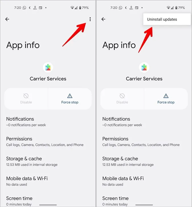 Android-indstillinger Apps afinstallerer opdateringer