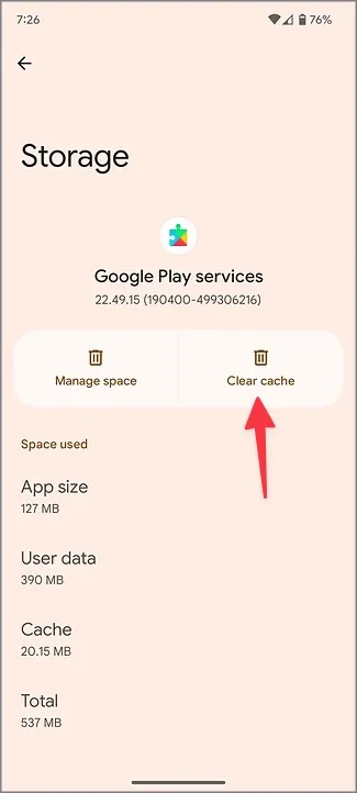 очистить кэш сервисов google play