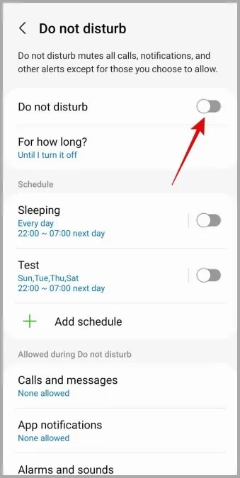 Enable Do Not Disturb on Android