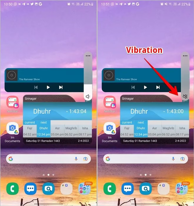 Samsung Volumtaster for vibrasjon