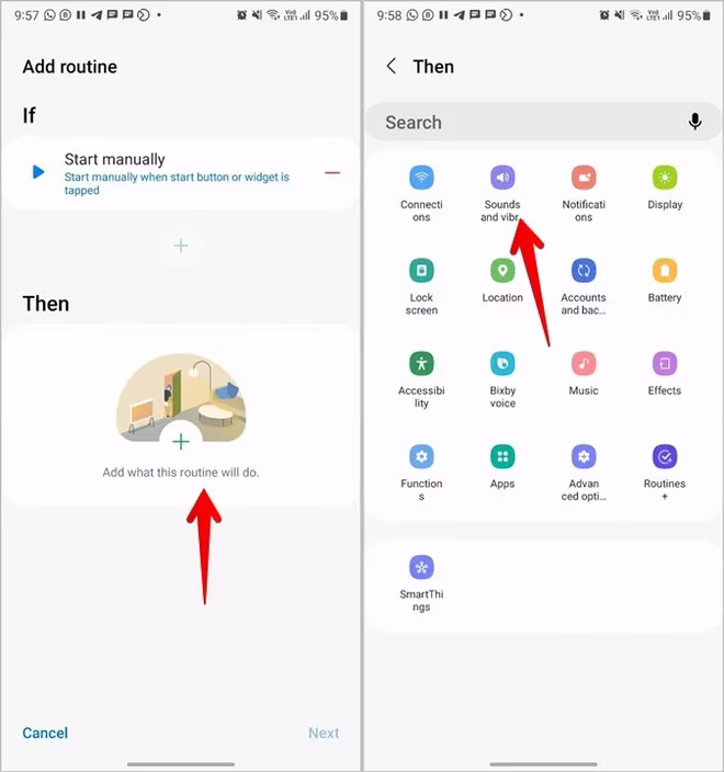 Samsung Rutine Deretter