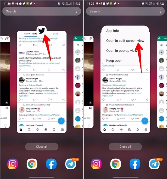 Samsung Split Screen Open Recents