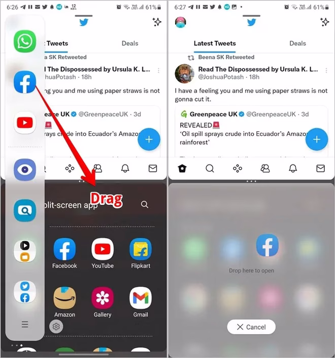 Samsung Delt skjerm Åpne fra kantpanel