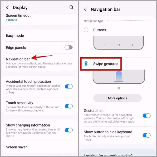 Innstillinger for navigasjonslinje på Android