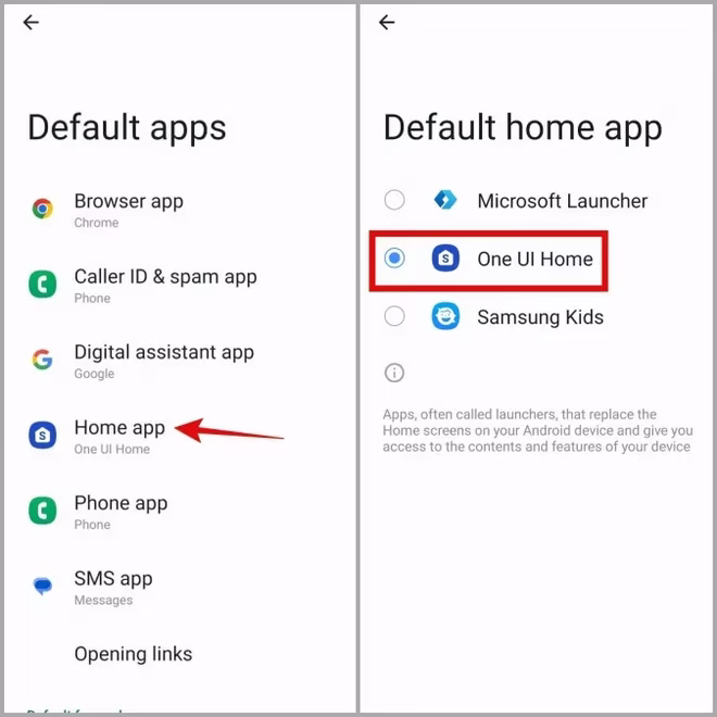 Endre standard lanseringsapp på Android