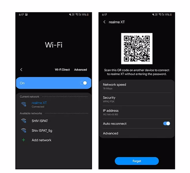 Samsung One UI Wifi-deling