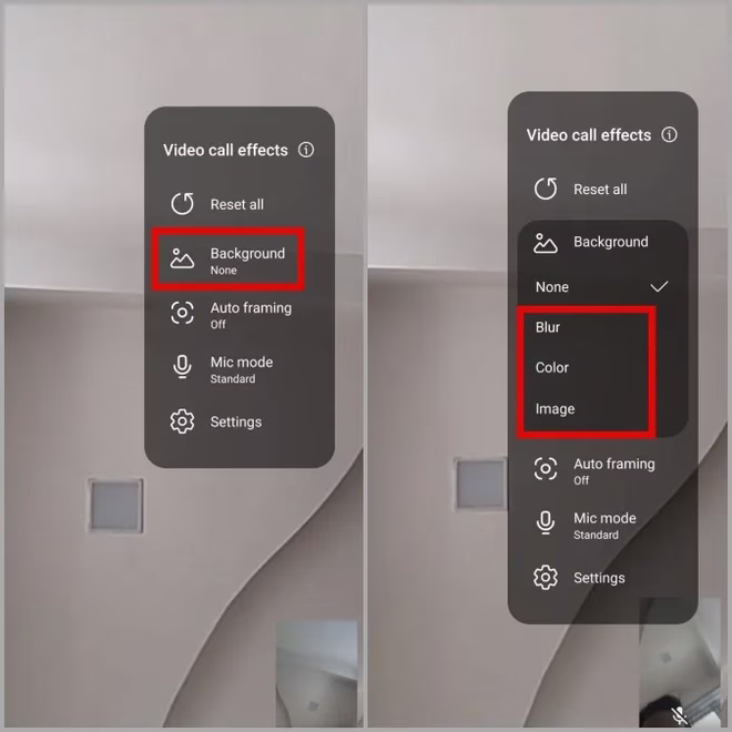 Endre bakgrunn for videosamtaler på Samsung Phone