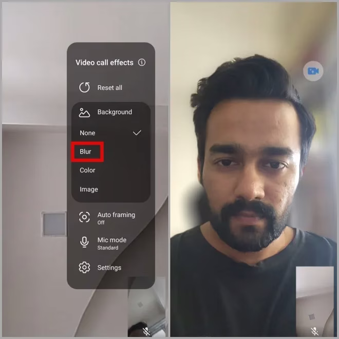 Uskarphetseffekt for videosamtaler på Samsung Phone