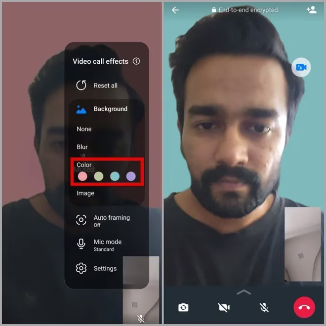 Endre bakgrunnsfarge for videosamtaler på Samsung Galaxy Phone