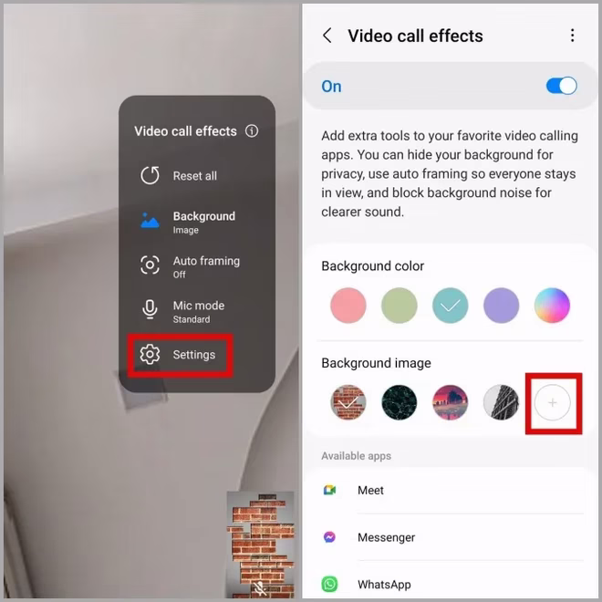 Legg til bakgrunnsbilder for videosamtaleeffekter på Samsung Phone