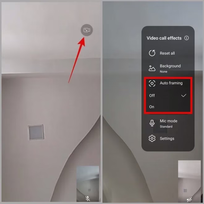 Aktivere automatisk innramming av videosamtaler på Samsung Phone