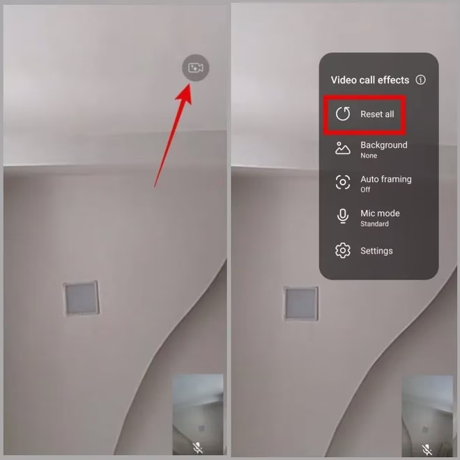 Tilbakestille effekter for videosamtaler på Samsung Phone