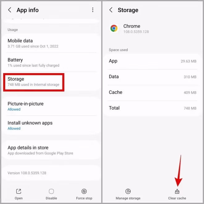 Tøm hurtigbufferdata i Google Chrome på Android