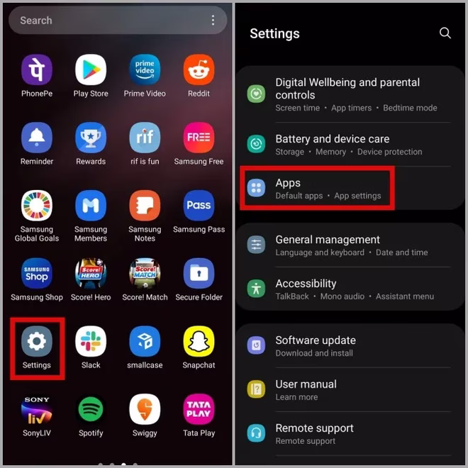 Apper på Samsung Phone