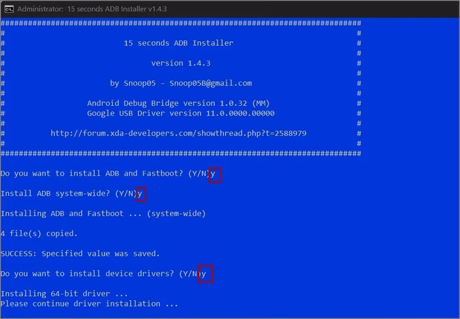 Installere adb på Windows