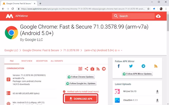 Installere Chrome på Android-TV nedlastning apk
