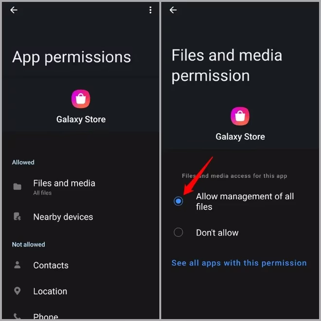Tvangsstoppe Galaxy Store på Samsung Phone
