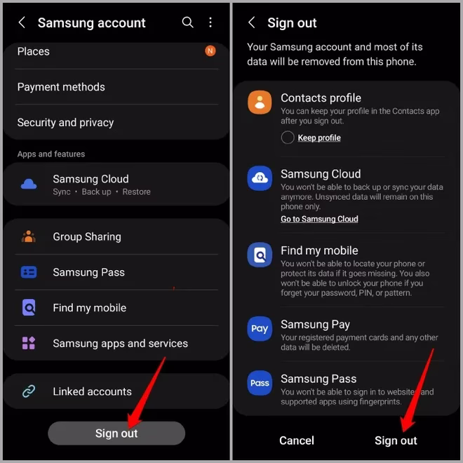 Logg ut av Galaxy Store-appen på Samsung-telefonen