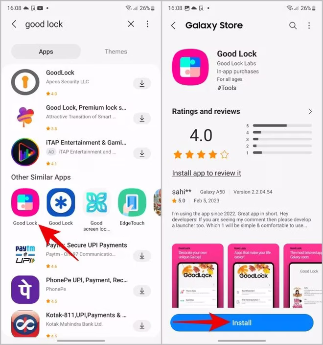 laste ned goodlock-appen fra galaxy store