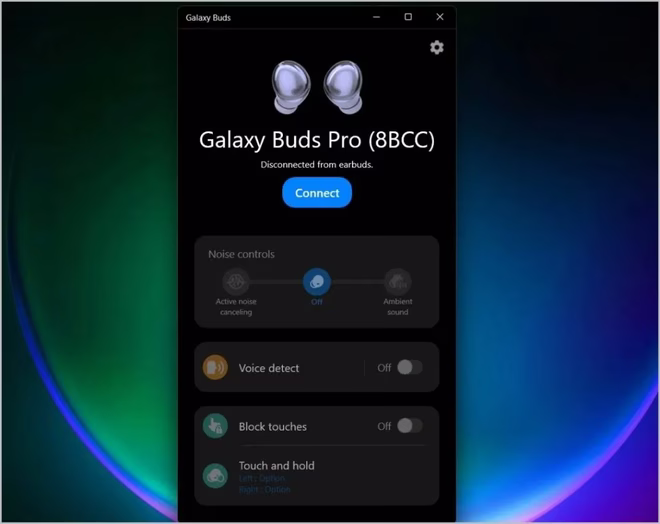 Galaxy Buds-appen på Windows