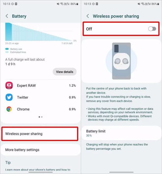 Trådløs strømdeling på Samsung Galaxy-telefoner