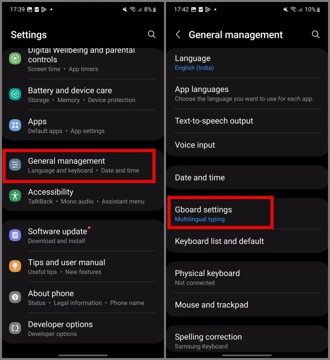 Gboard-innstillinger