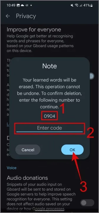 Slett innlærte ord og data fra Gboard-tastaturet (Android)