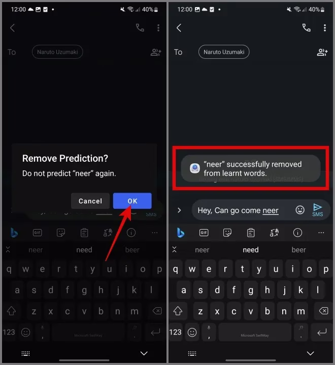 Individuelt fjerne innlærte ord fra SwiftKey