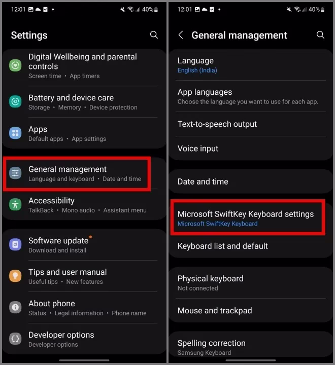 Innstillinger for Microsoft SwiftKey-tastatur