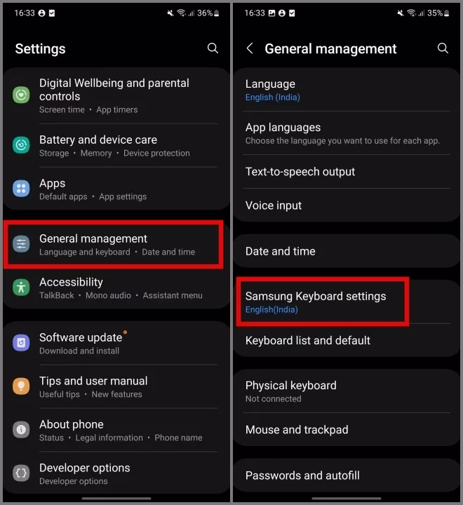 Innstillinger for Samsung Keyboard