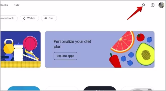 Søke på skrivebordet i Play Store